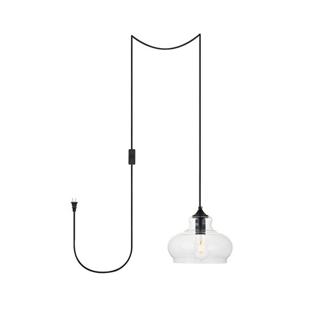 Living District Destry 1 Light Black Plug-In Pendant With Clear Glass LDPG2246BK